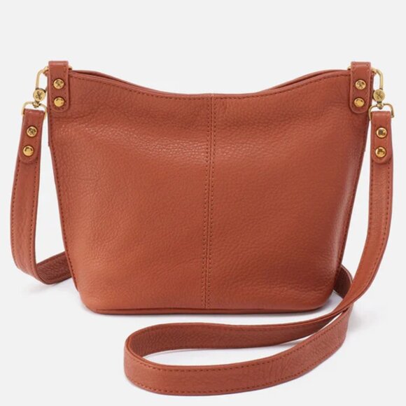 HOBO Cognac Leather Pier Small Crossbody Magnet Magnetic Closure Handbag Purse - Picture 2 of 8